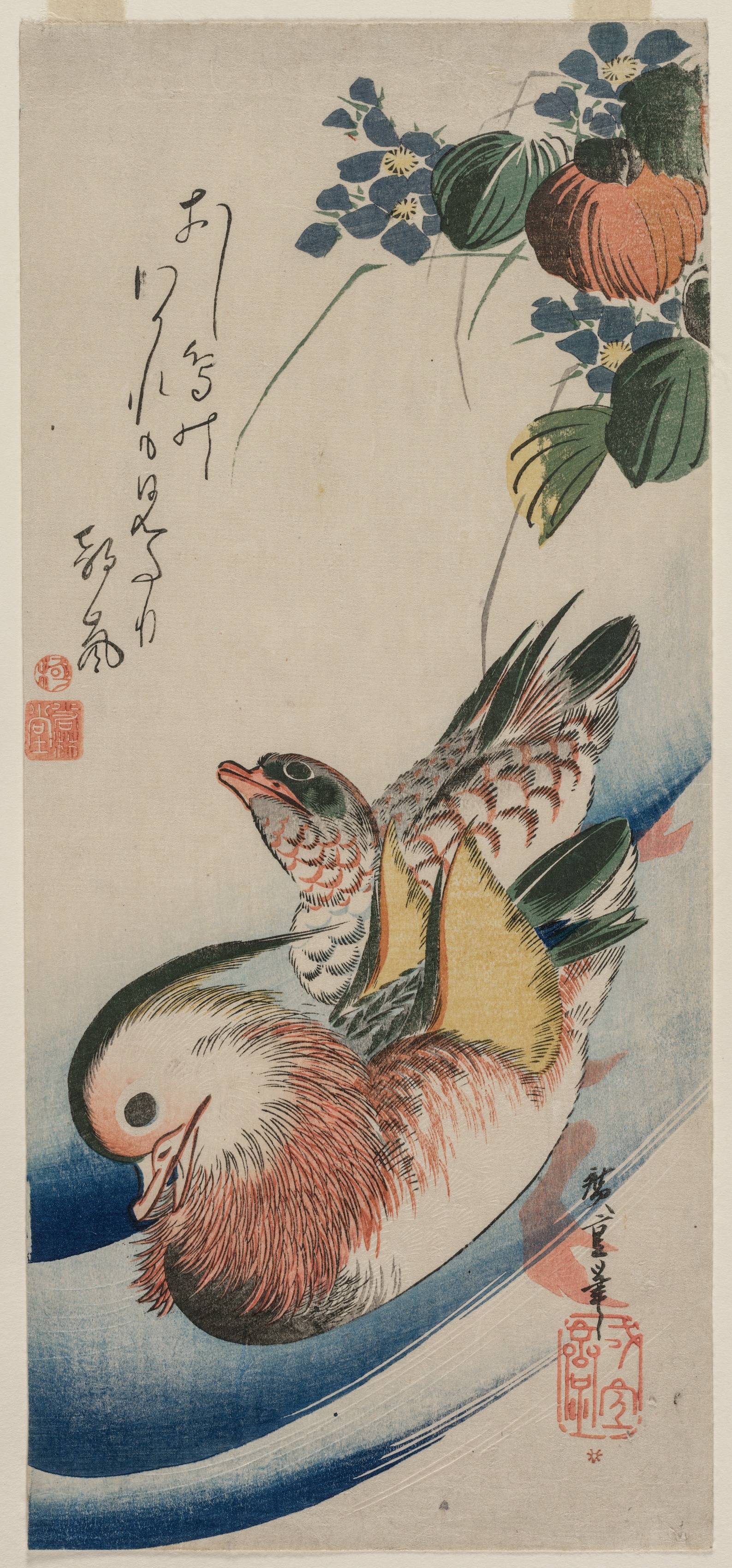 Utagawa Hiroshige, Mandarin Ducks and Flowering Plants