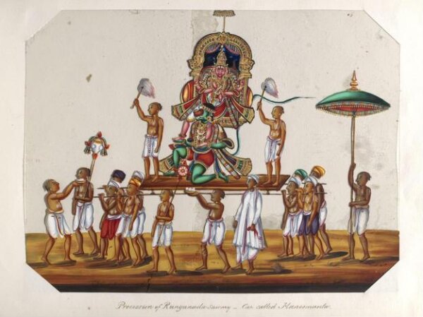 Unknown, One of twenty mica paintings depicting Hindu deities and festival processions with decorated cars.