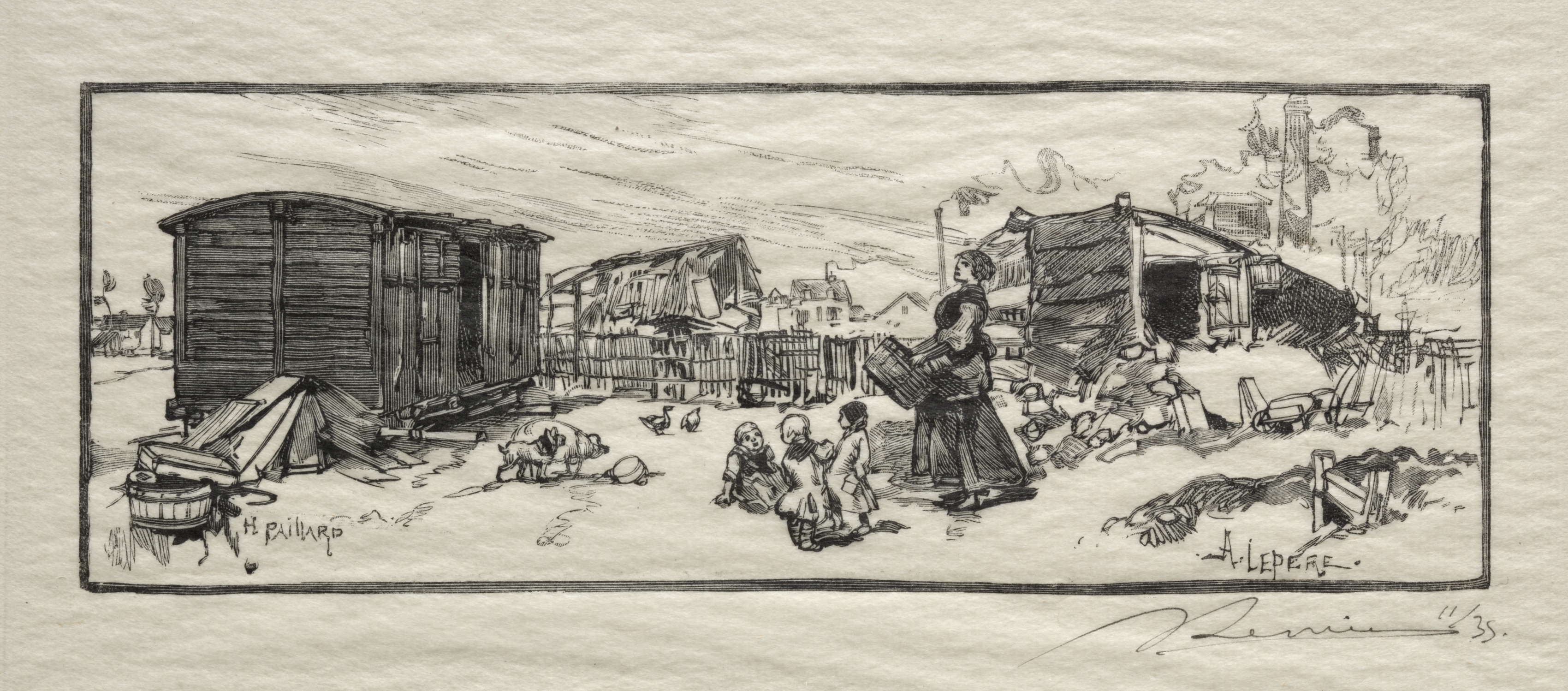 Auguste Louis Lepère, The Carriage House (Le wagon-logement)