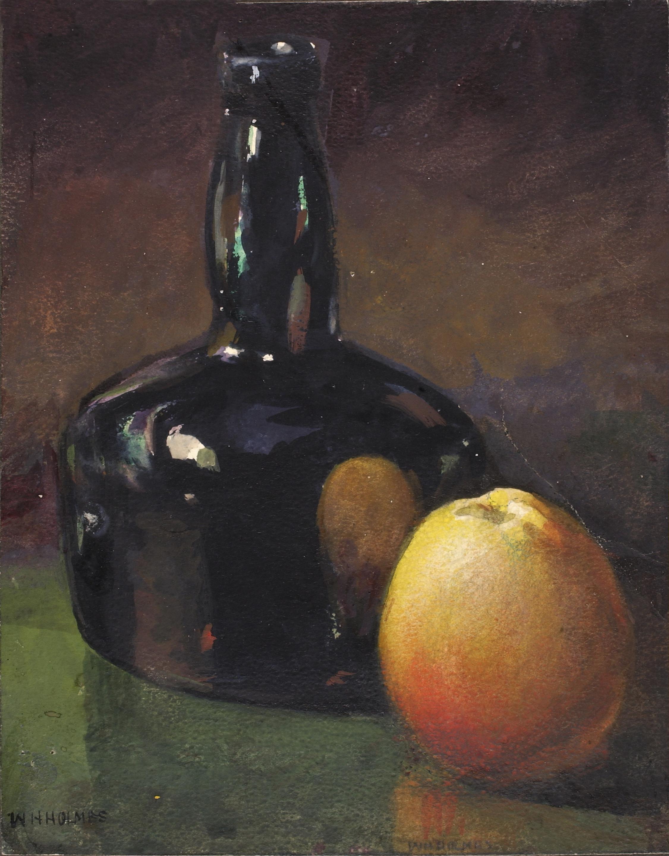 William Henry Holmes, Still Life--Apples and Bottle