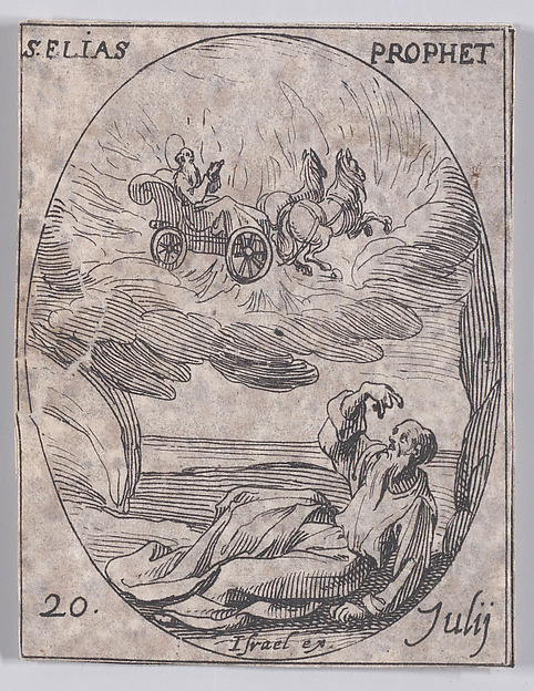 Jacques Callot, S. Elie, prophète (St. Elias, Prophet), July 20th, from "Les Images De Tous Les Saincts et Saintes de L'Année" (Images of All of the Saints and Religious Events of the Year)