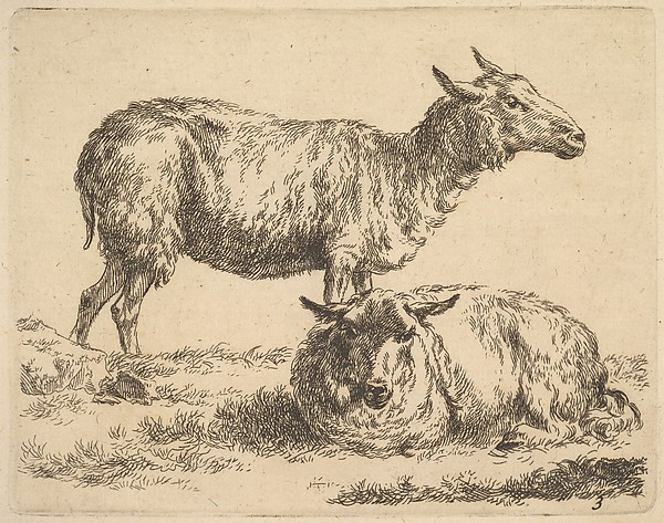 Nicolaes Berchem, Plate from "The Set of Sheep"