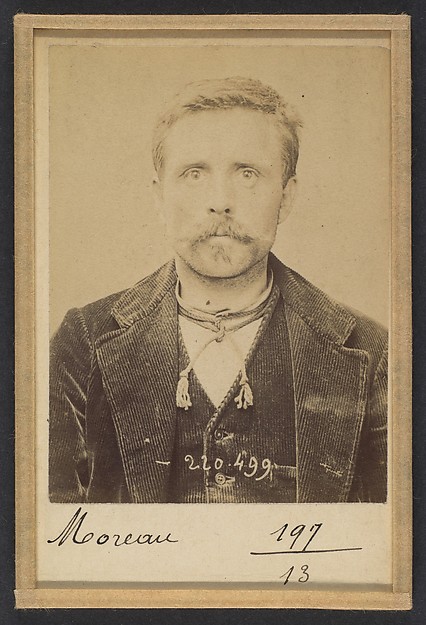 Alphonse Bertillon, Moreau. Louis. 40 ans, né le 22/10/53 à Villiers (Nièvre). Tailleur de pierre. Anarchiste. 2/7/94.