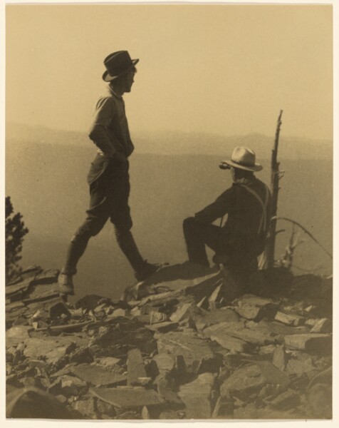 Louis Fleckenstein, [Two Men Looking in the Distance (Possibly Old Baldy Peak)]