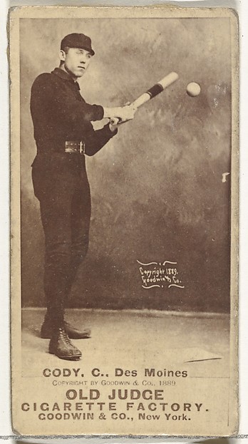 Goodwin & Company, Michael J. Cody, Catcher, Des Moines Prohibitionists, from the Old Judge series (N172) for Old Judge Cigarettes