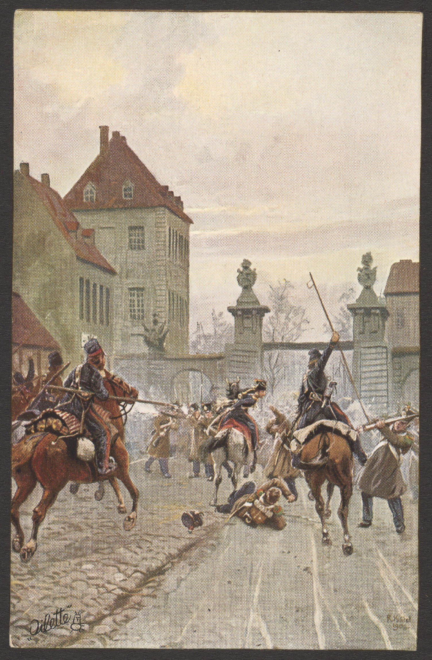 Richard Knötel, Ansichtskarte "Kampf am Halle’schen Tore zu Berlin am Morgen des 4. März 1813"