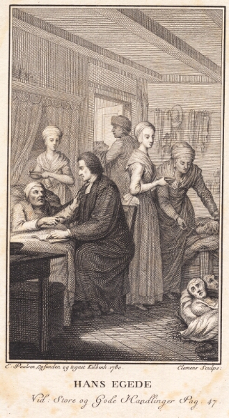 J.F. Clemens, Hans Egede plejer de syge grønlændere
