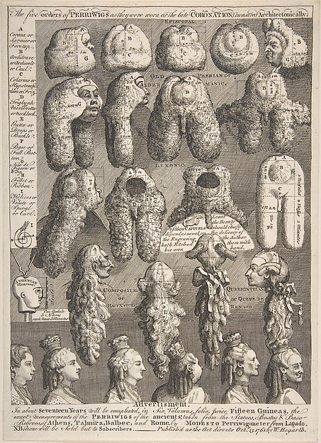 William Hogarth, The Five Orders of Periwigs