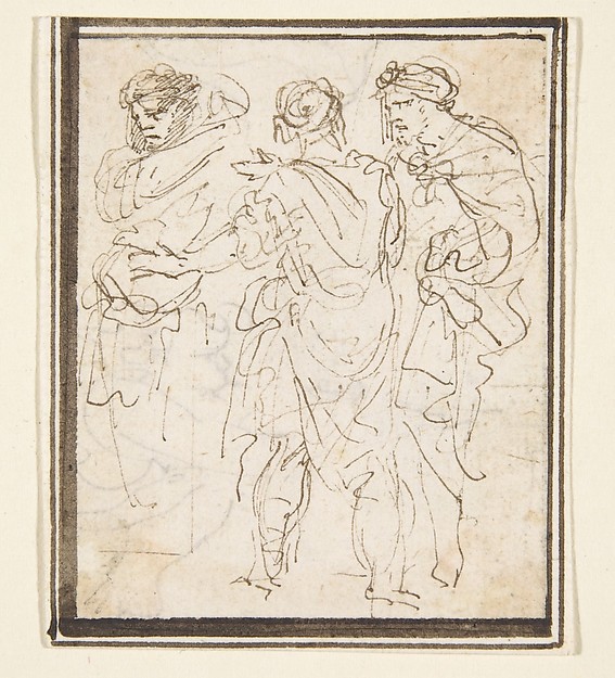 Stefano della Bella, Three Standing Figures in Antique Costume