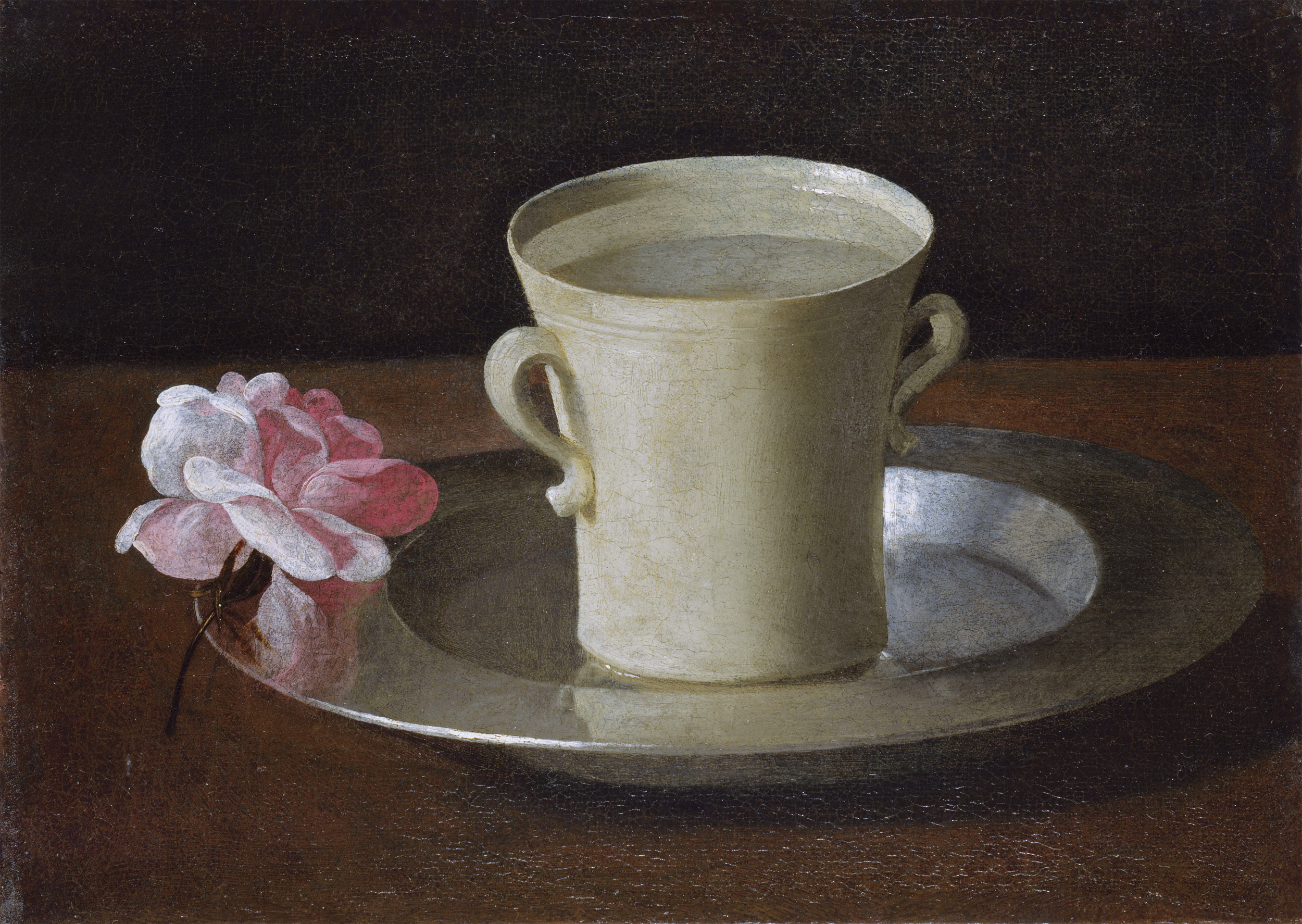 Francisco de Zurbarán, A Cup of Water and a Rose in a Plate of Silver