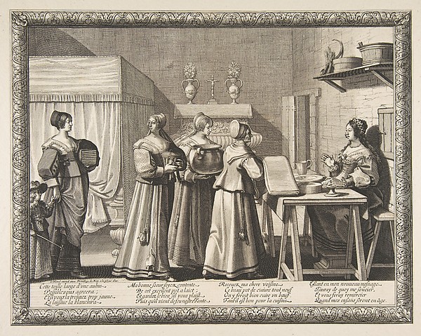 Abraham Bosse, Presents Offered to the Bride (Les Présents offerts à la Mariée), plate 1 from "Le Mariage à la Campagne"