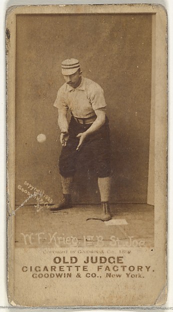Goodwin & Company, William Frederick "Bill" Krieg, 1st Base, St. Joseph Clay Eaters, from the Old Judge series (N172) for Old Judge Cigarettes