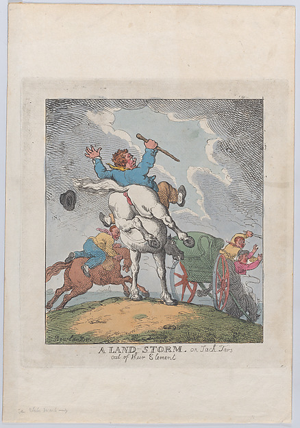 Thomas Rowlandson, A Land Storm, or Jack Tars Out of Their Element