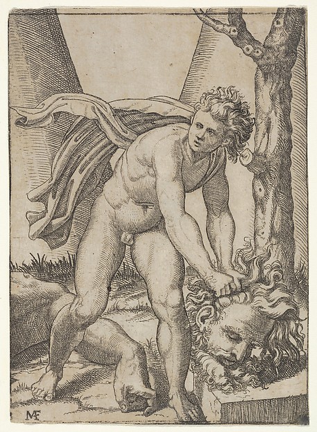Marcantonio Raimondi, David with the head of Goliath