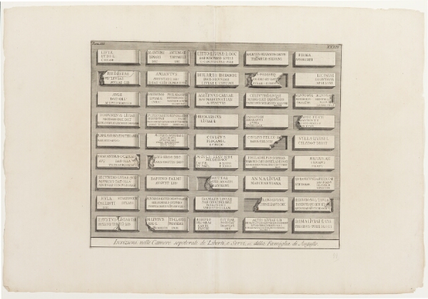 Giovanni Battista Piranesi, Iscrizioni delle Camere sepolcrali de' Liberti e Servi, ec. della Famiglia di Augusto, XXXIV