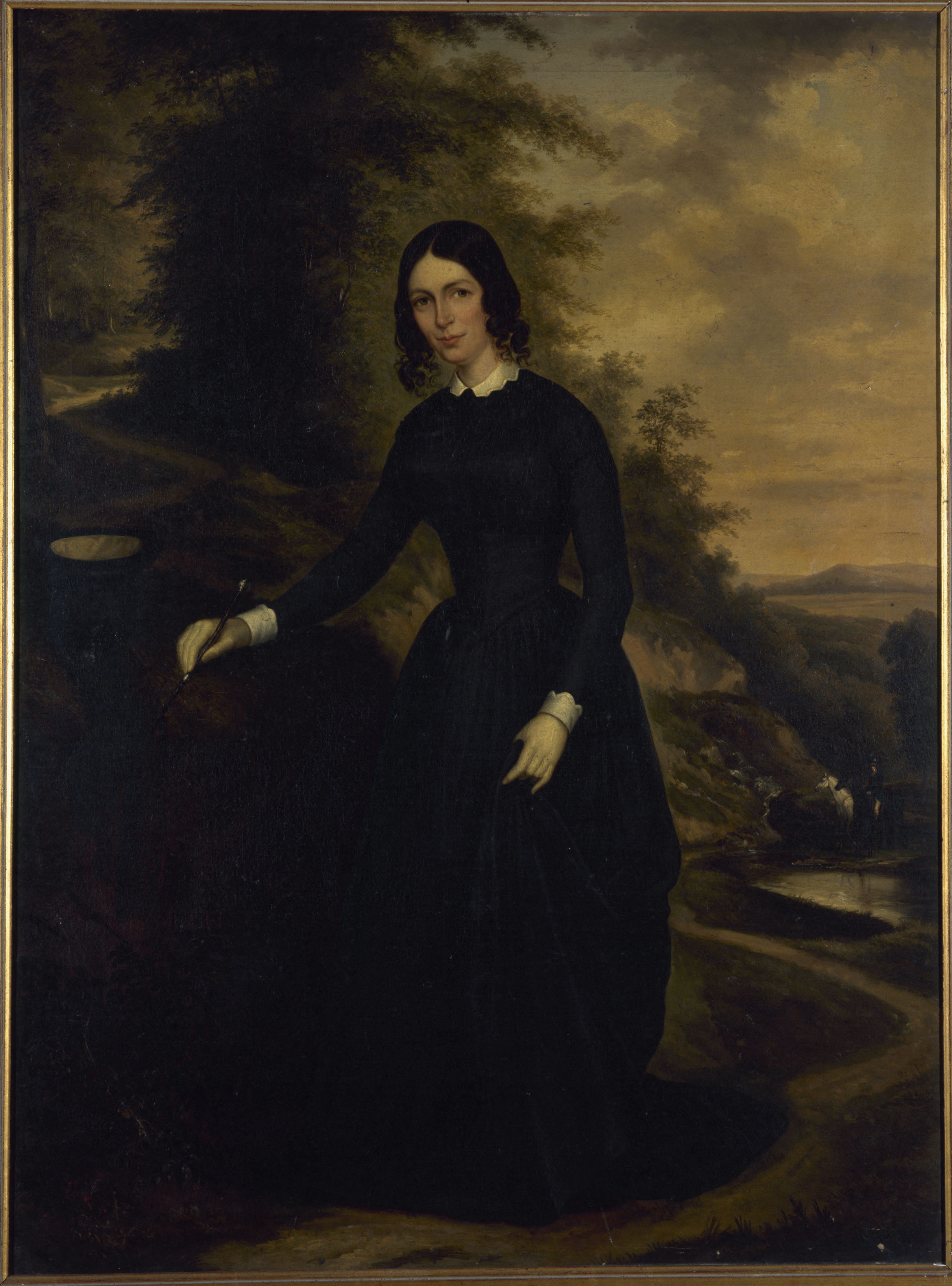 Anonyme, Portrait de Sophie Pérumon (1801-1854), en tenue d'amazone, au bois de Boulogne