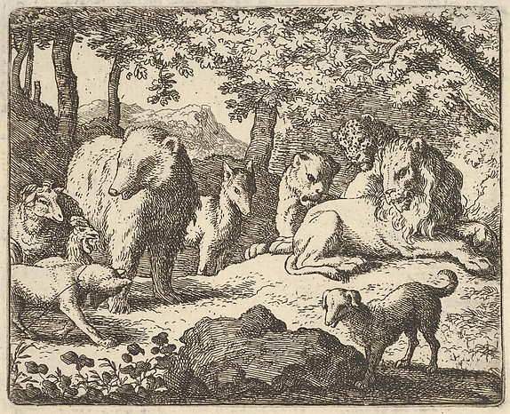 Allart van Everdingen, The Lion Delays Renard's Execution for a Final Interrogation from Hendrick van Alcmar's Renard The Fox