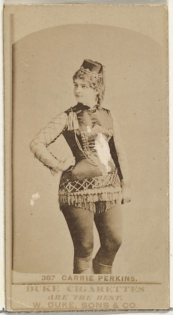 W. Duke, Sons & Co., Card Number 387, Carrie Perkins, from the Actors and Actresses series (N145-7) issued by Duke Sons & Co. to promote Duke Cigarettes