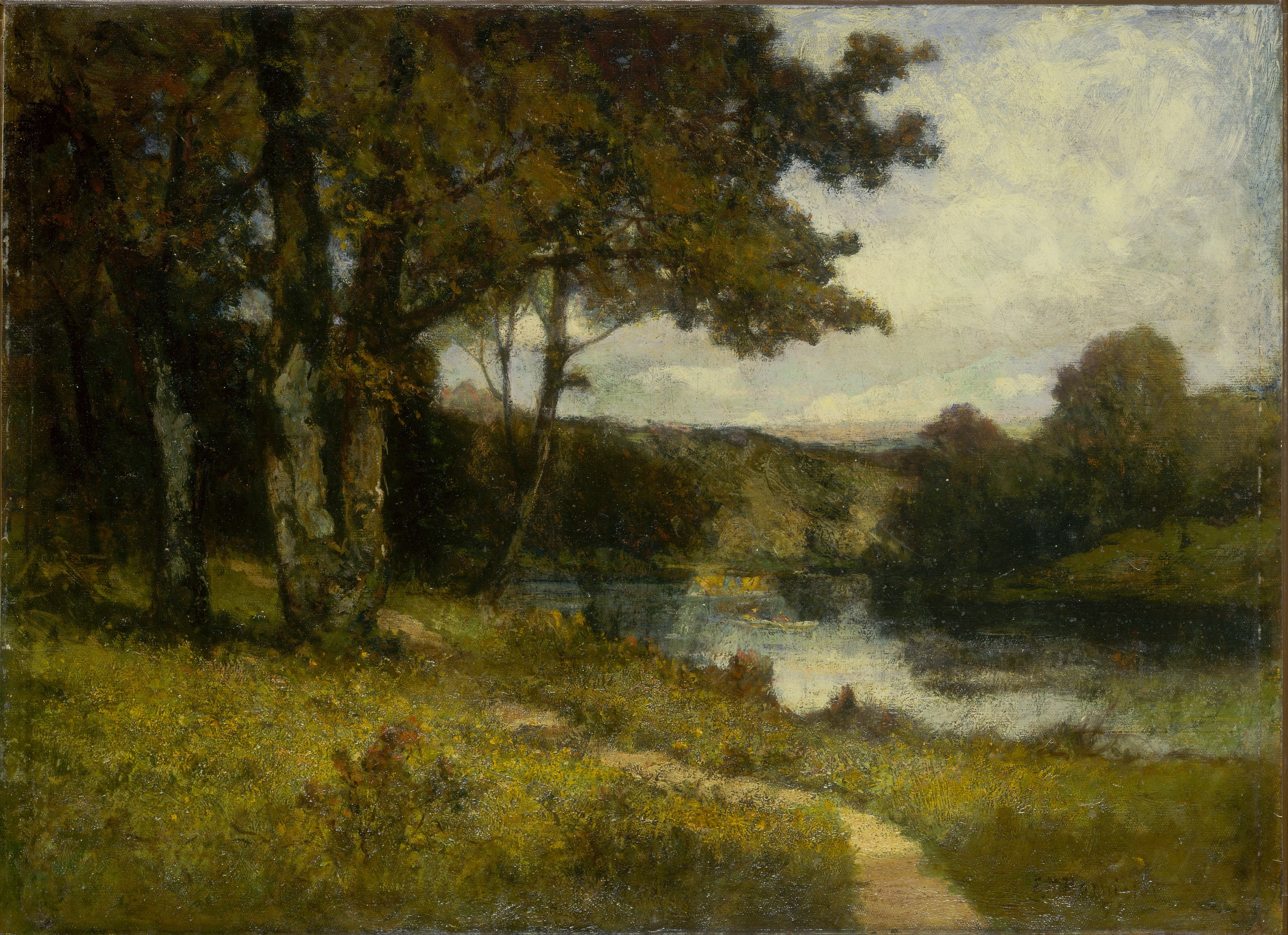 Edward Mitchell Bannister, Untitled (landscape, trees near river)
