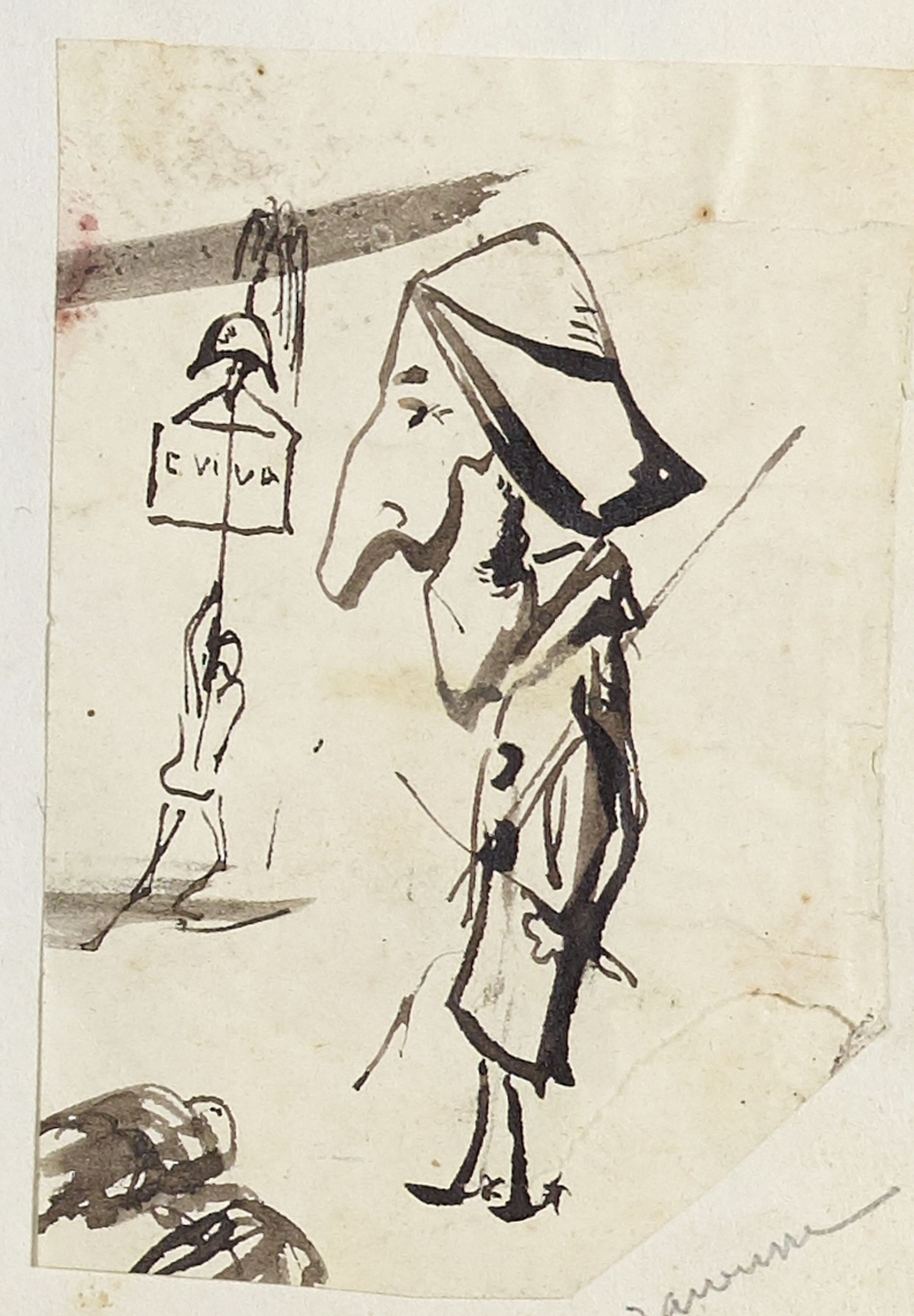 Anonyme, Portrait-charge d'un homme de profil (Jarousse)