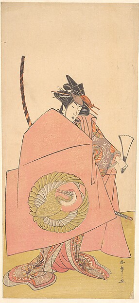 Katsukawa Shunshō　勝川春章, The Actor Segawa Kikunojō III as Wappa no Kikuō in a Woman’s “Asahina Armor Pulling” (Asahina no kusazuri-biki) Scene