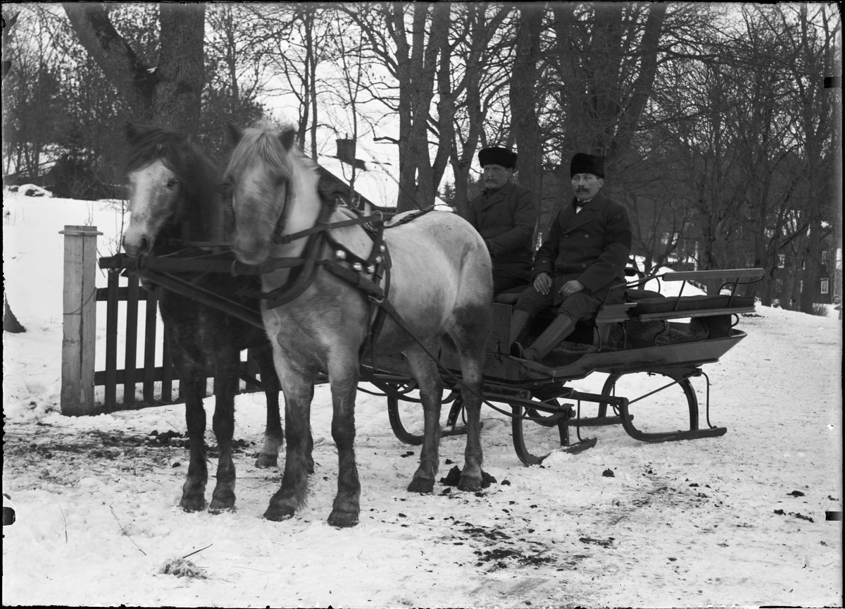 Johan Lundin, Two men ride a sled by horse at Marielund’s mansion
