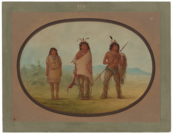 George Catlin, A Yuma Chief, His Daughter, and a Warrior
