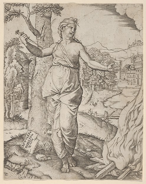 Anonymous, Dido holding a dagger in her right hand, left arm outstreched