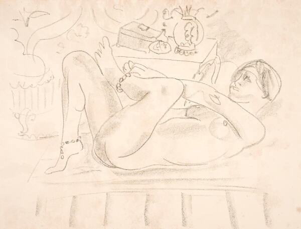 Henri Matisse, Nøgen kvinde, liggende på ryggen og med perlekæder om anklerne (odalisque)