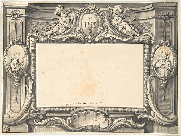 François Boucher, Design for a Frontispiece Surmounted by the Sacred Monogram IHS