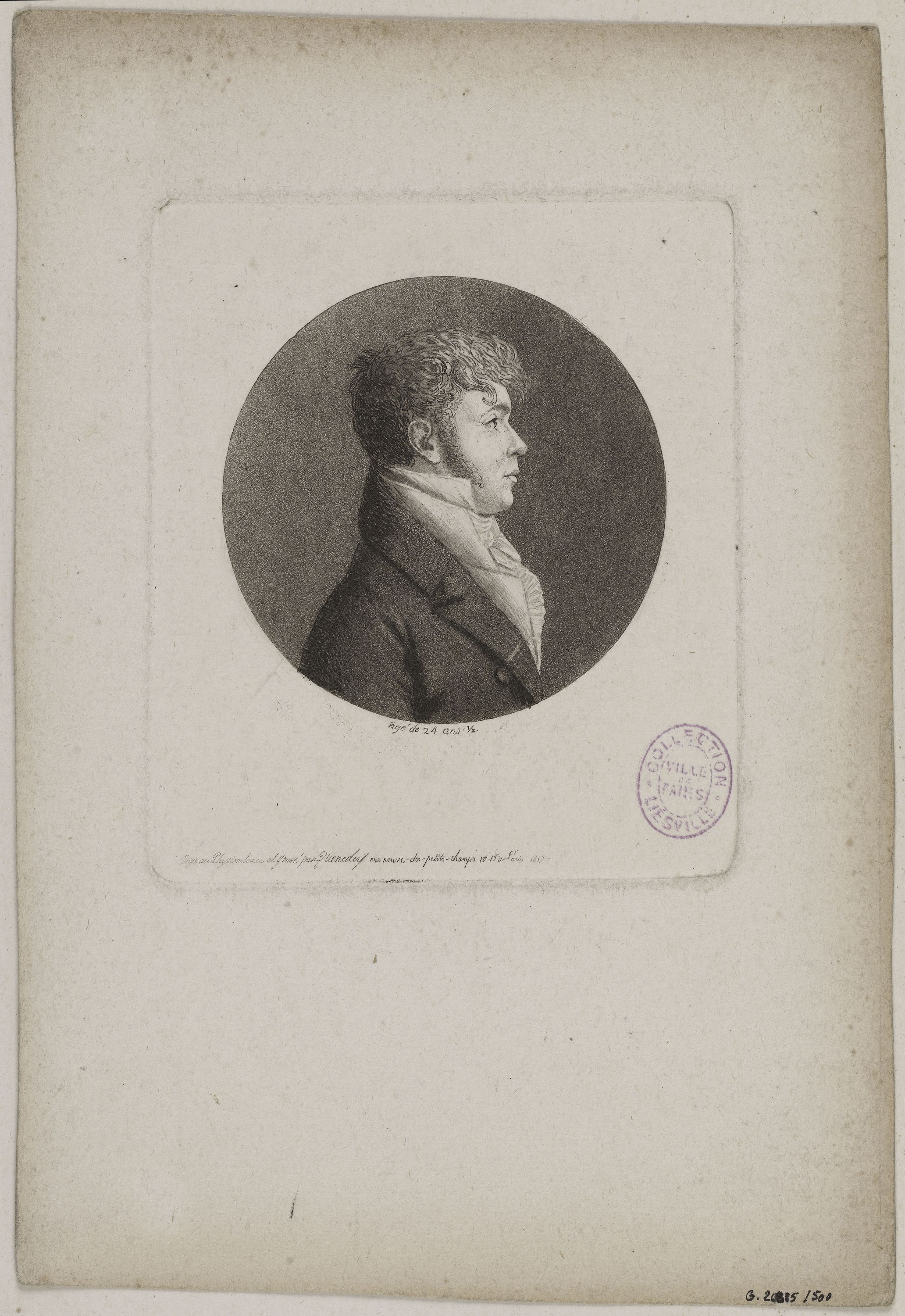 Edmé Quenedey, Portrait d'un homme, fin XVIIIème siècle/début XIXème siècle