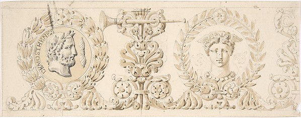 Anonymous, French, 18th century, Classical Frieze with Head of Demosthenes