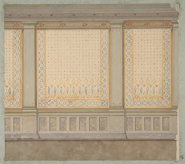Jules-Edmond-Charles Lachaise, Design for decoration of a wall with painted panels separated by pilasters