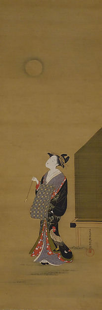 Katsukawa Shunchō, Beauty Looking at the Moon