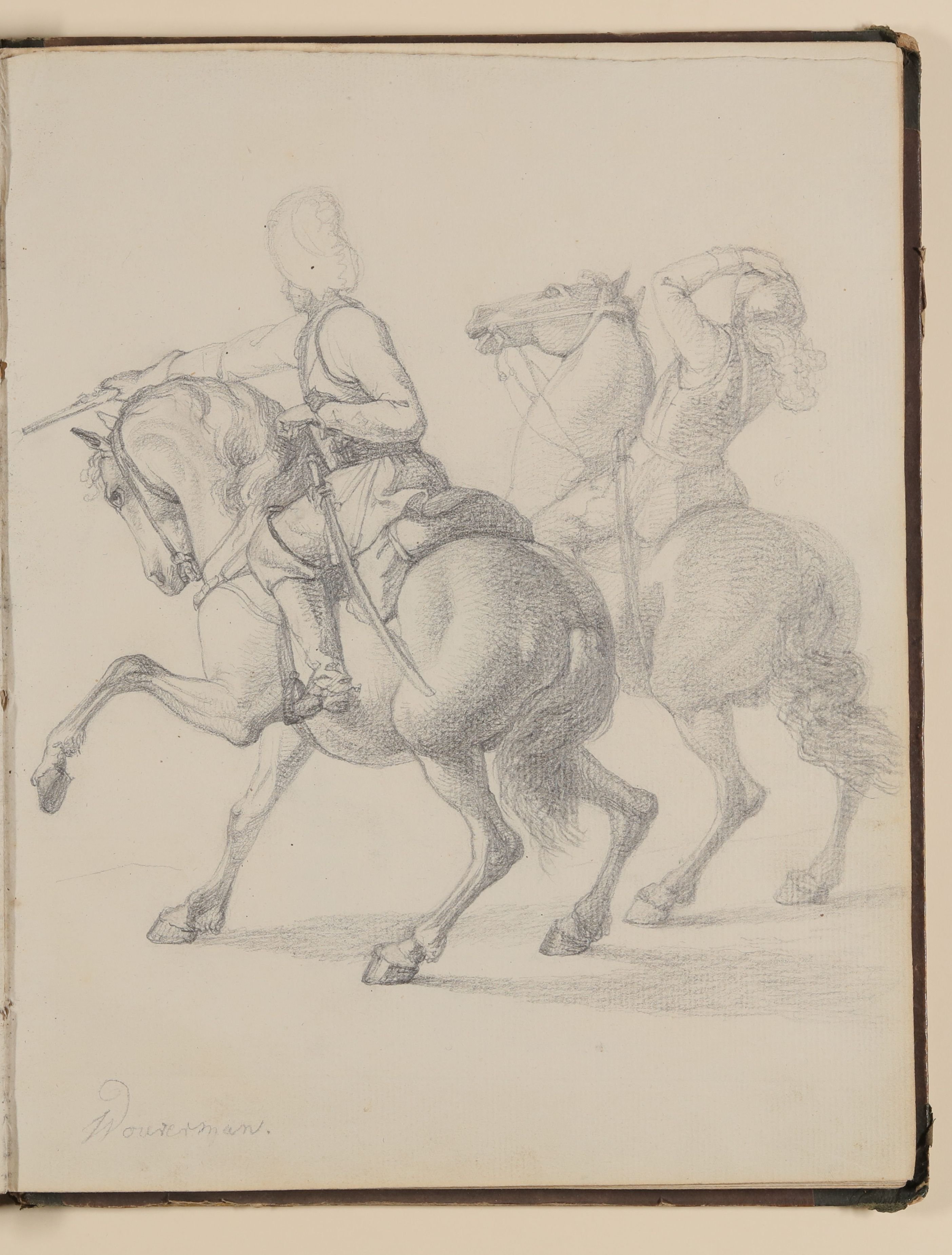 Louis Thomassin, Zwei berittene Soldaten, Kopie nach Philips Wouwermann [aus einem Skizzenbuch von unbekannter Hand, evtl. des Louis Thomassin]
