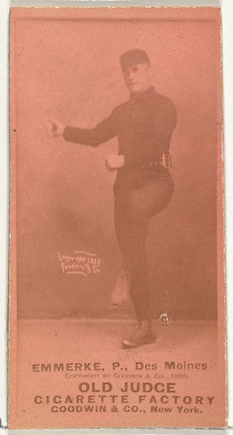 Goodwin & Company, Robert Emmerke, Pitcher, Des Moines Prohibitionists, from the Old Judge series (N172) for Old Judge Cigarettes