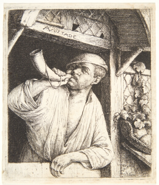 Adriaen van Ostade, En bager, der blæser i sit horn
