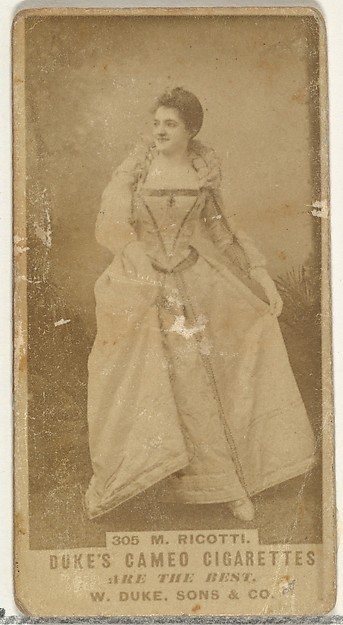 W. Duke, Sons & Co., Card Number 305, M. Ricotti, from the Actors and Actresses series (N145-5) issued by Duke Sons & Co. to promote Cameo Cigarettes