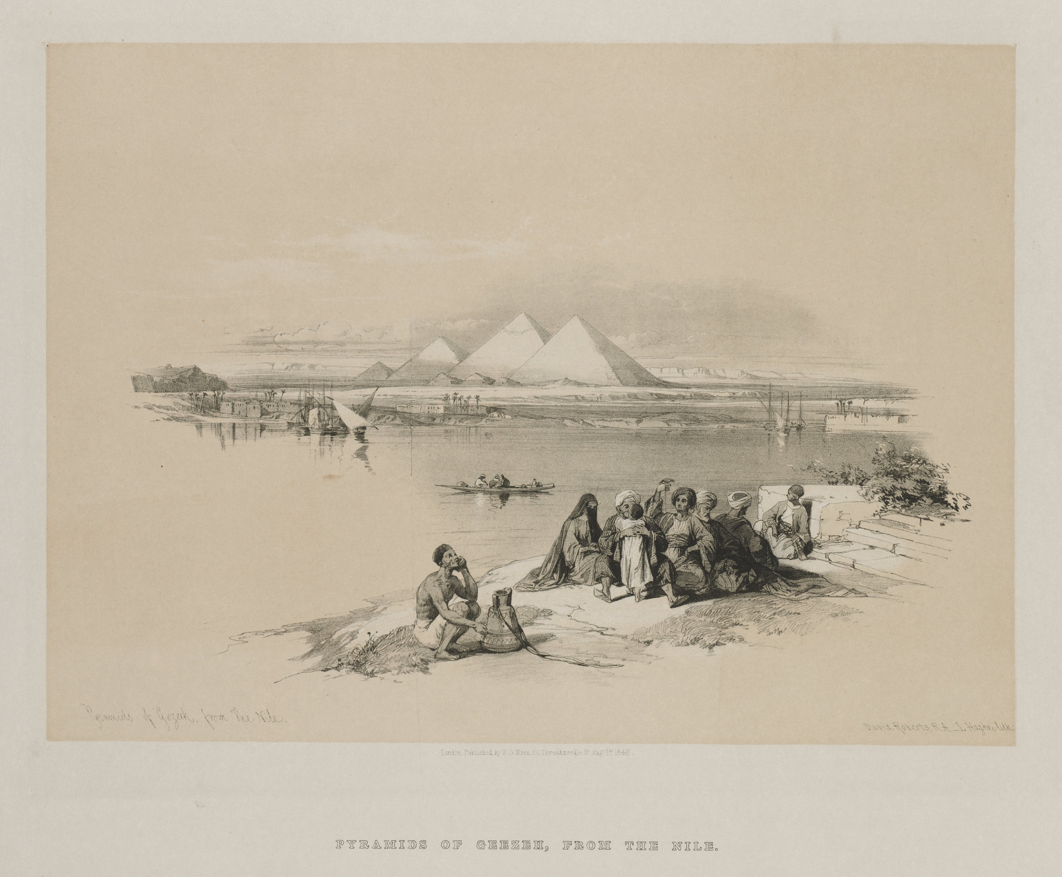 Louis Haghe, Egypt and Nubia, Volume I: Pyramids of Geezeh, from the Nile