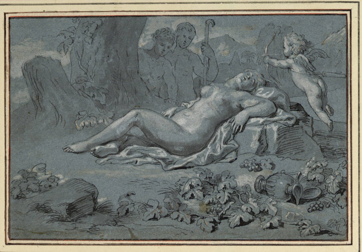Anonym, Schlafende Venus mit einem auf ein Hirtenpaar zielenden Cupido
