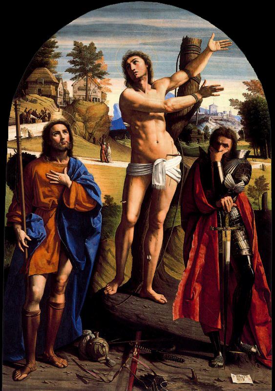 Ortolano, Saints Sebastian, Roch and Demetrius