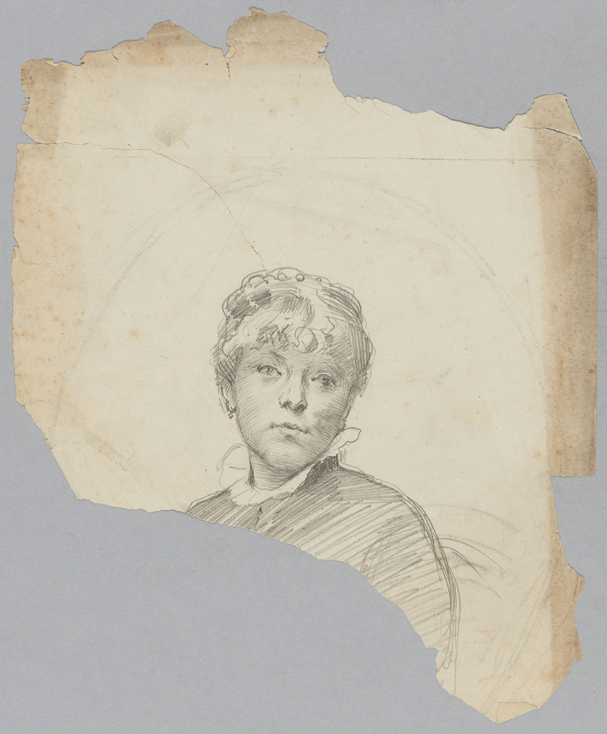 Auguste Jean-Baptiste Leloir, Portrait de femme de face, Fonds d’archives graphiques de Maurice Leloir