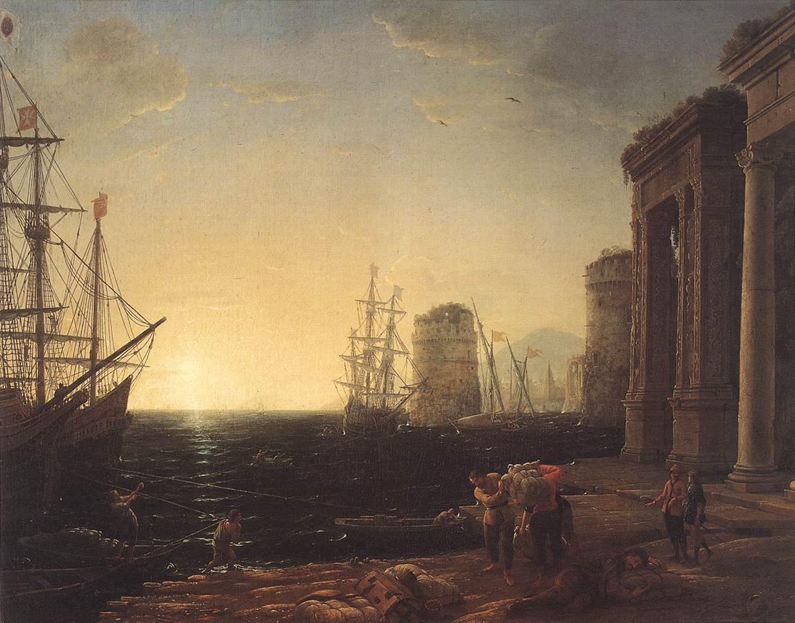 Claude Lorrain, Harbour Scene at Sunset
