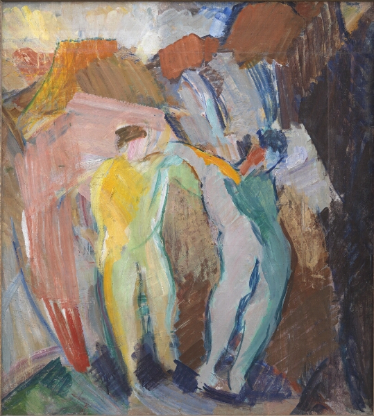 Edvard Weie, To genier. Farveskitse