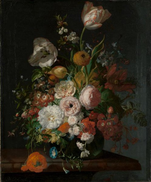 Rachel Ruysch, Still Life with Flowers in a Glass Vase