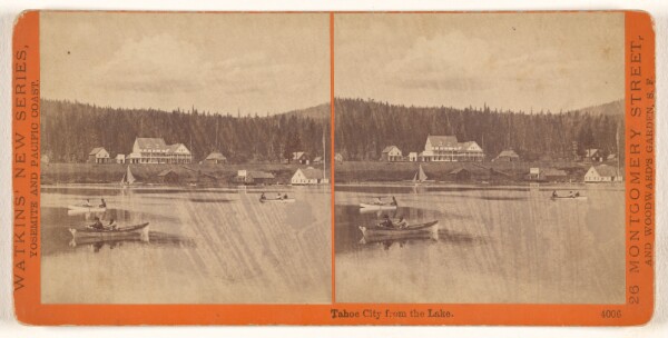Carleton Watkins, Tahoe City from the Lake.