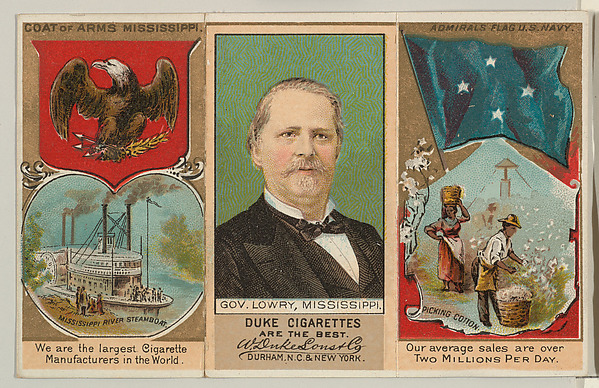 W. Duke, Sons & Co., Governor Lowry, Mississippi, from "Governors, Arms, Etc." series (N133-2), issued by Duke Sons & Co.