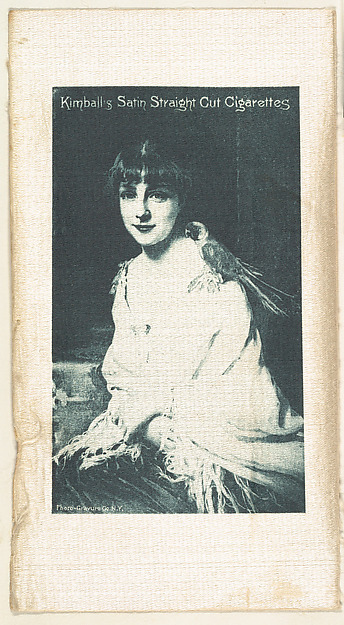 William S. Kimball & Company, Seated woman with bird on shoulder (on white silk), from the Girl Art Subjects series (N193) issued by Wm. S. Kimball & Co.