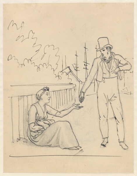 C.W. Eckersberg, En kvinde modtager en almisse