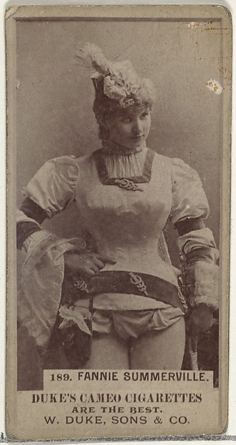 W. Duke, Sons & Co., Card Number 189, Fannie Summerville, from the Actors and Actresses series (N145-5) issued by Duke Sons & Co. to promote Cameo Cigarettes